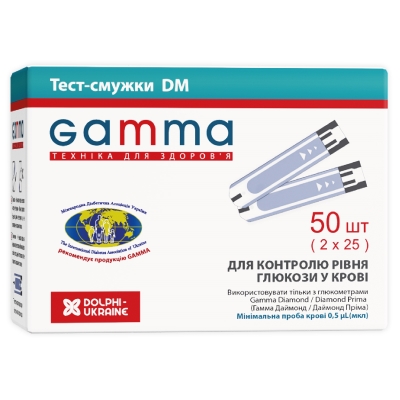 Тест-смужки Gamma DM для глюкометра 50 штук